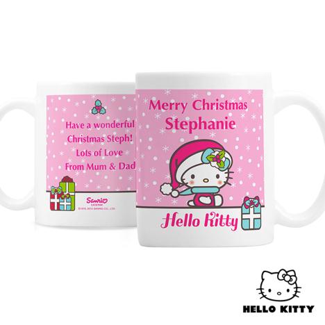 Personalised Hello Kitty Pink Christmas Mug £10.99